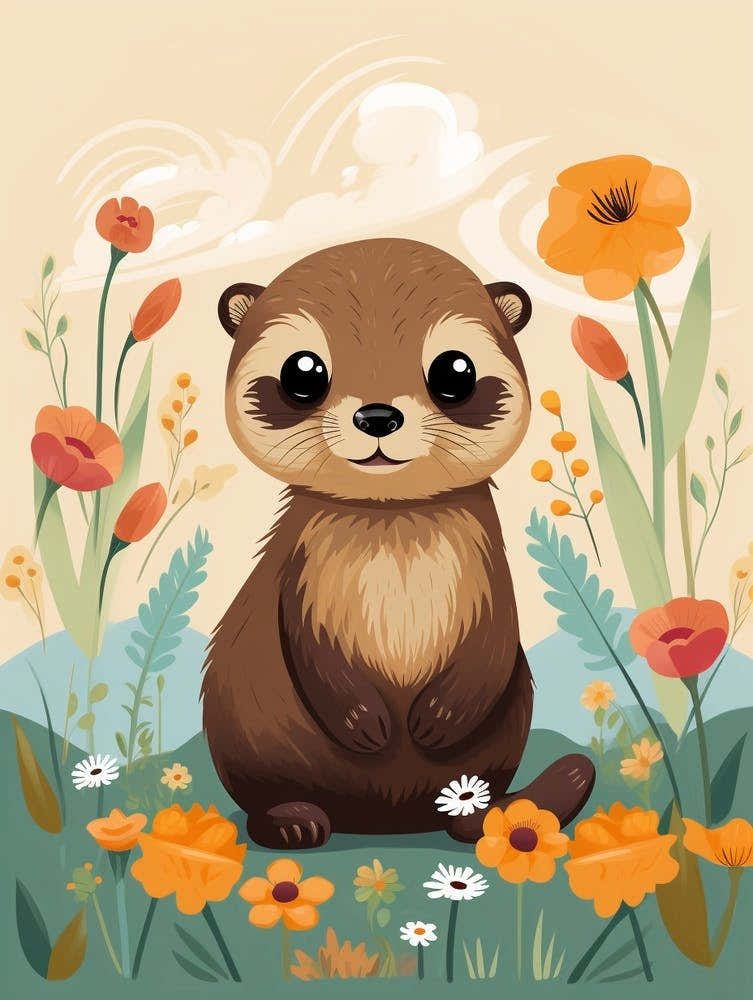 Baby Animal Illustration  Otter 4