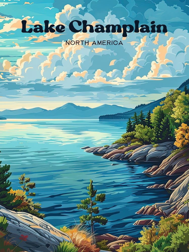 Lake Champlain Fossil Reef Travel Illustration