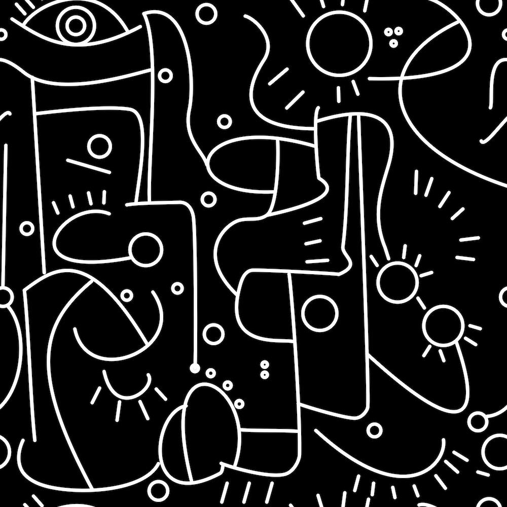 90s Geo Black And White Square