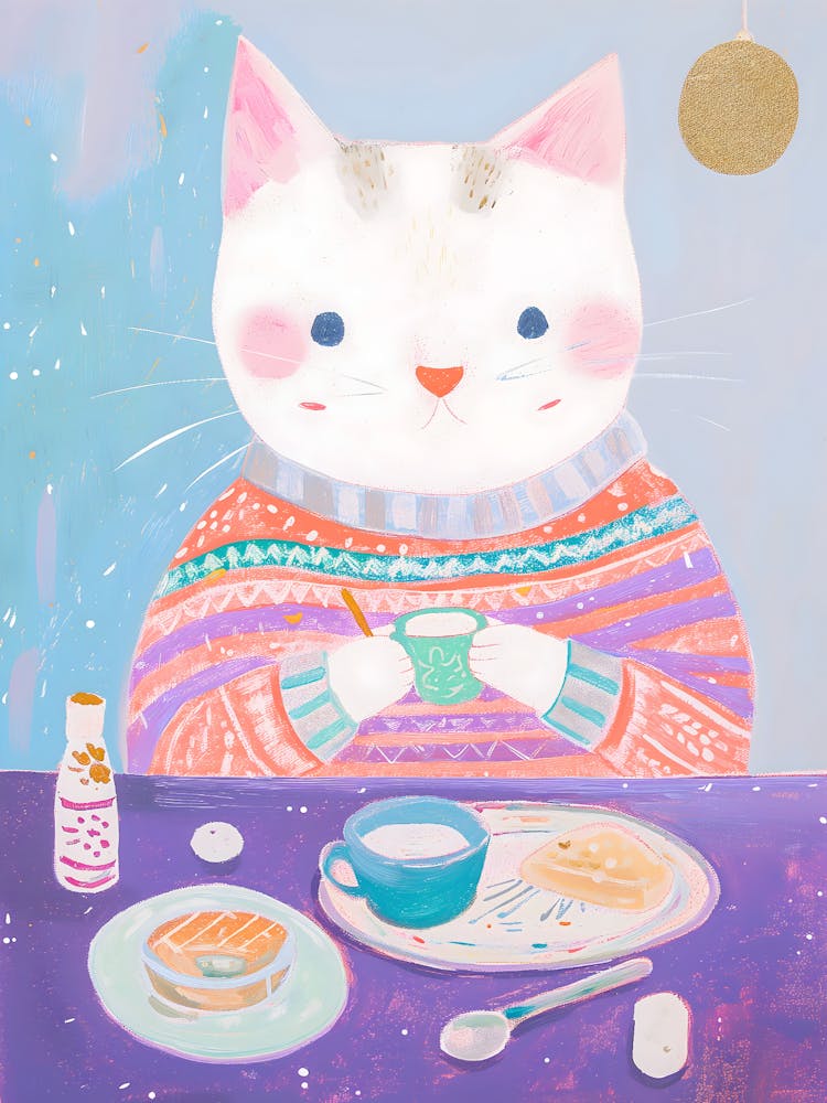 Cat At Breakfast