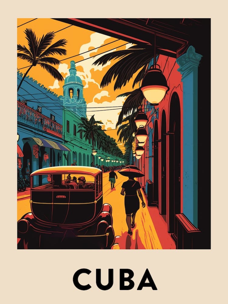 Cuba 4 Vintage Travel Poster