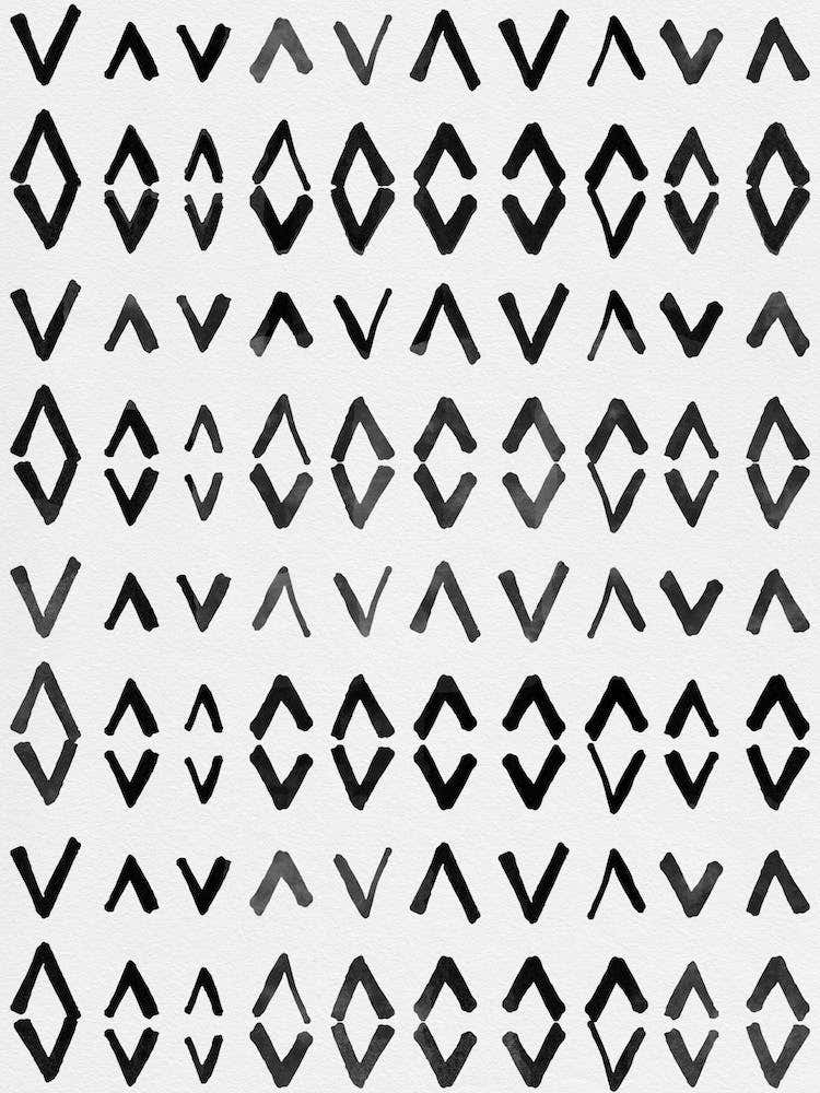 Monochromatic Hand-Painted Geometric Pattern Print