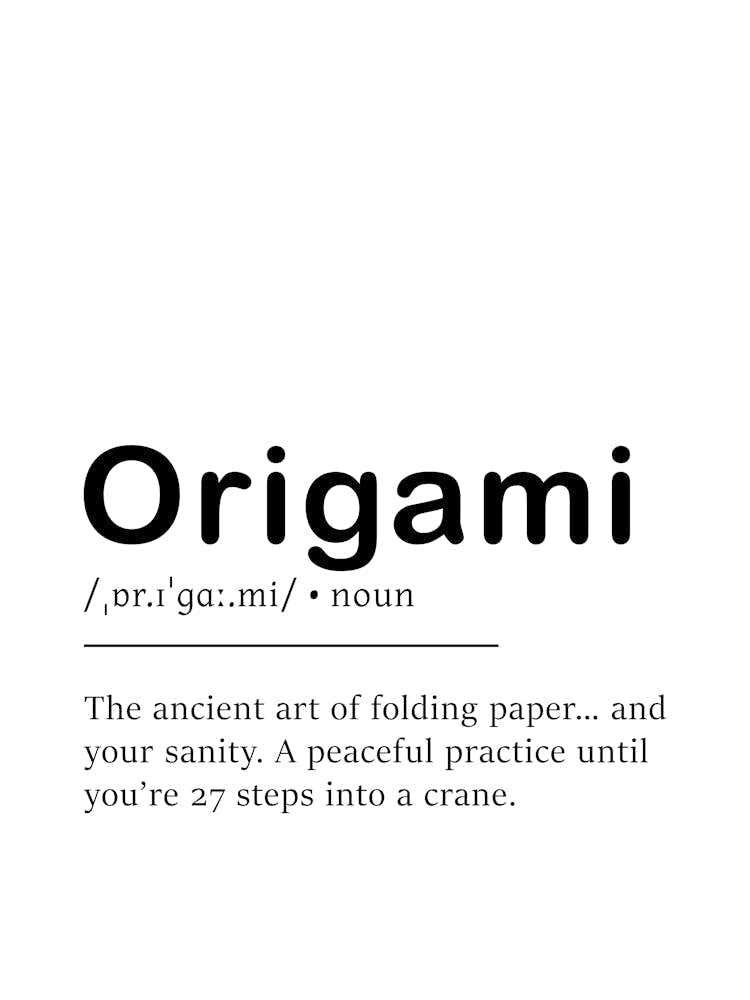 Origami Definition Poster - Dictionary