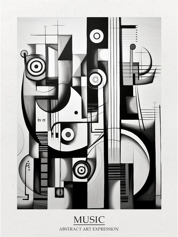 Music Abstract Black And White 5 Poster