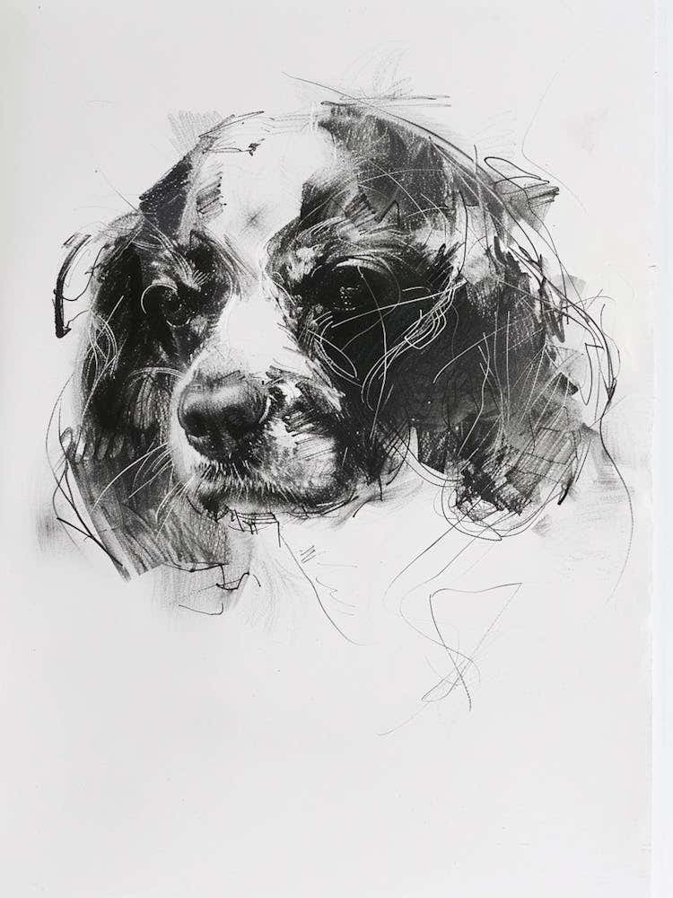 Cavalier King Charles Charcoal Line 1