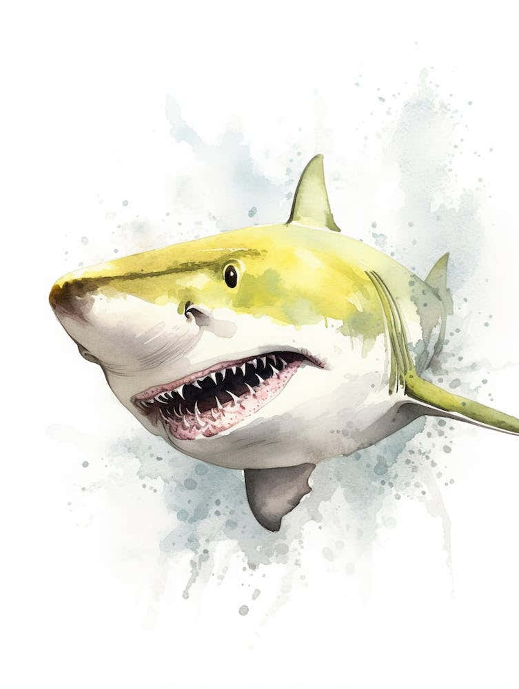 Cartoon Watercolour Lemon Shark Kids Nursery 2
