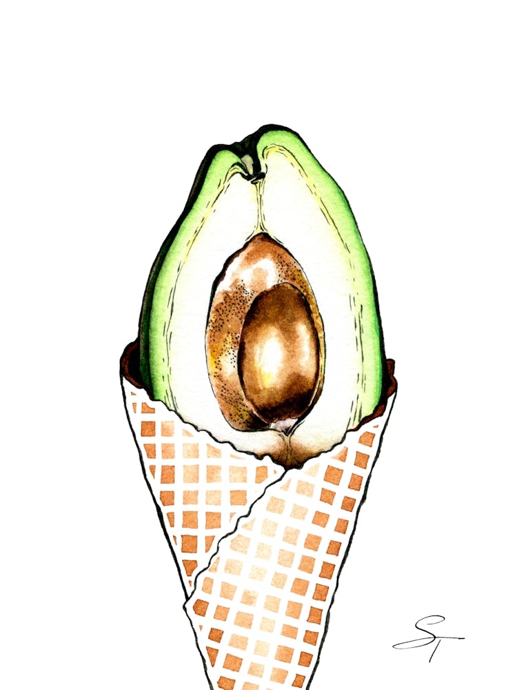 Avocado Ice Cream Kitchen llustration
