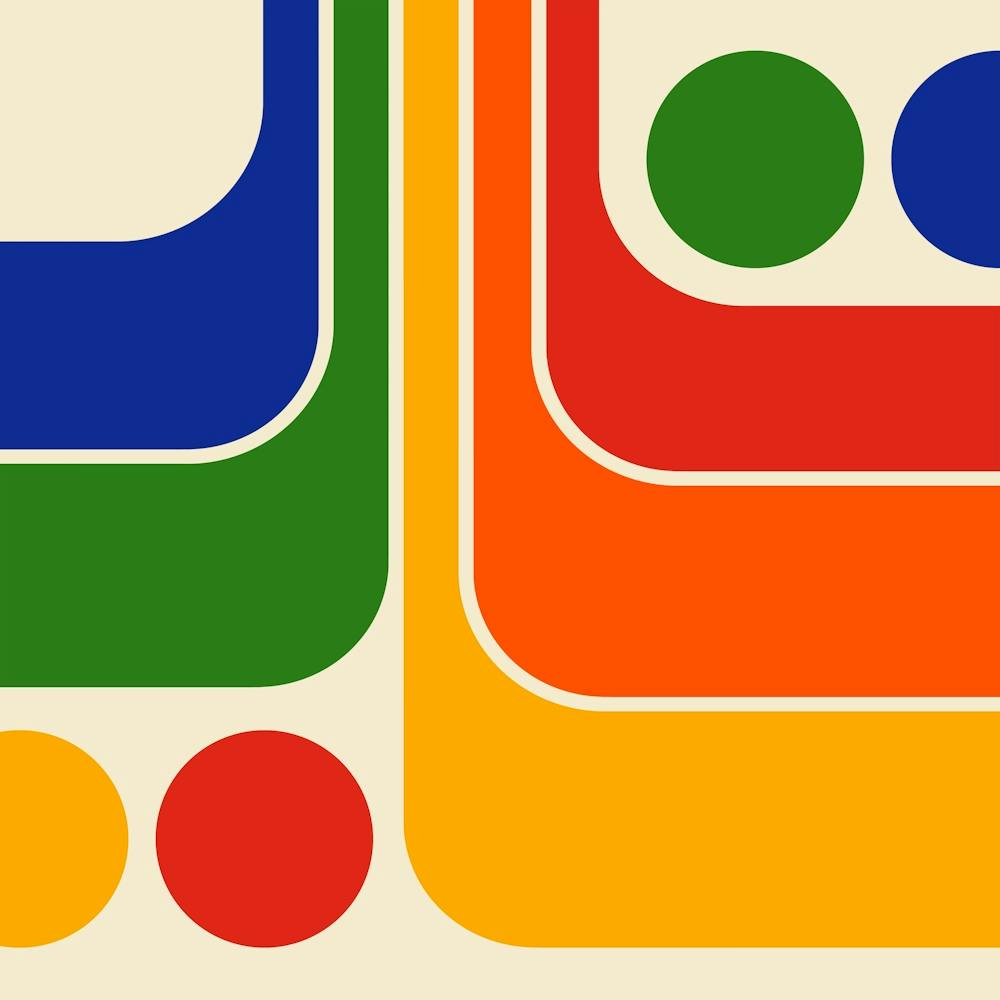 Retro 70s Style Geometric Abstract 3