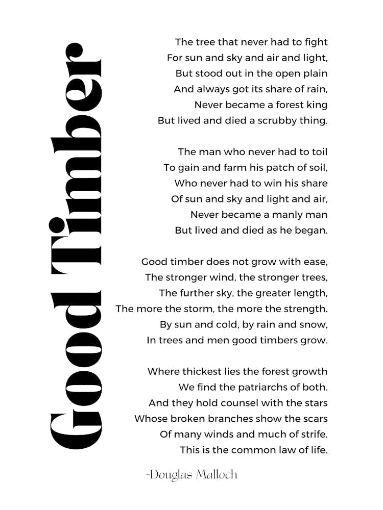 Good Timber Poem By Douglas Malloch Wall