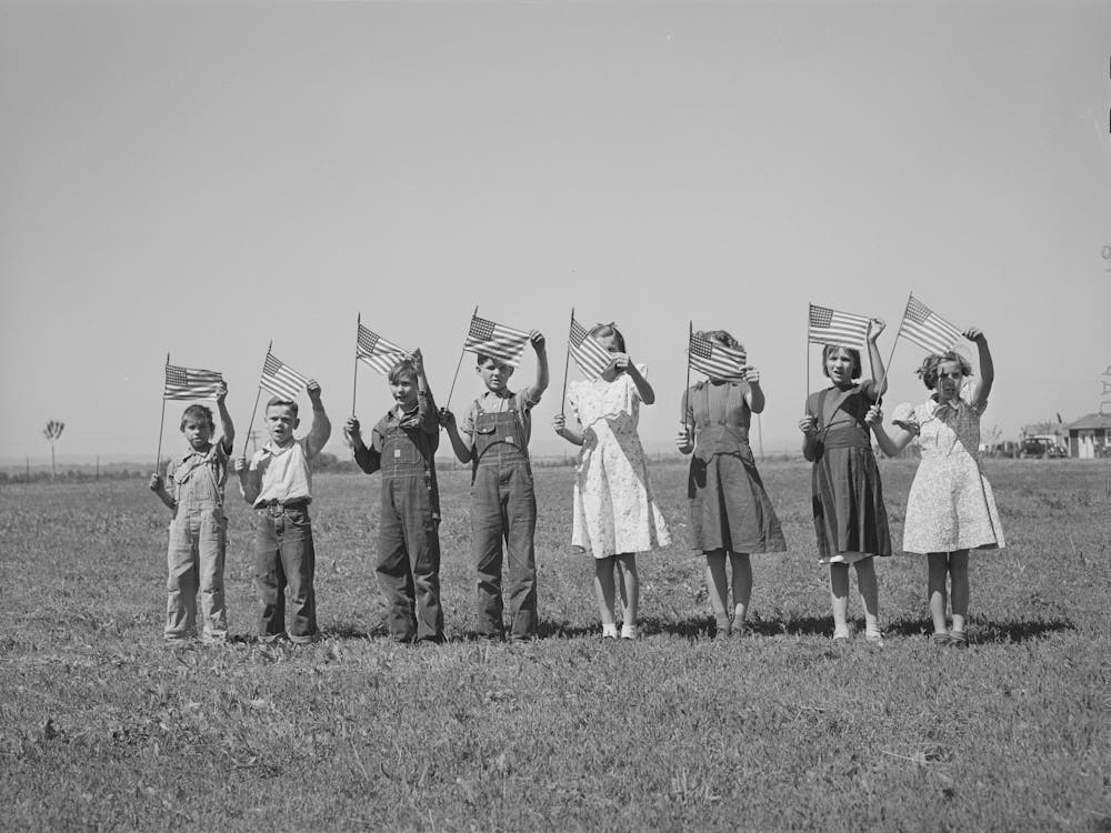 Flag Drill For Entertainment At End Of School Term At The Fsa (Farm Security Administration) Camp For Farm Workers