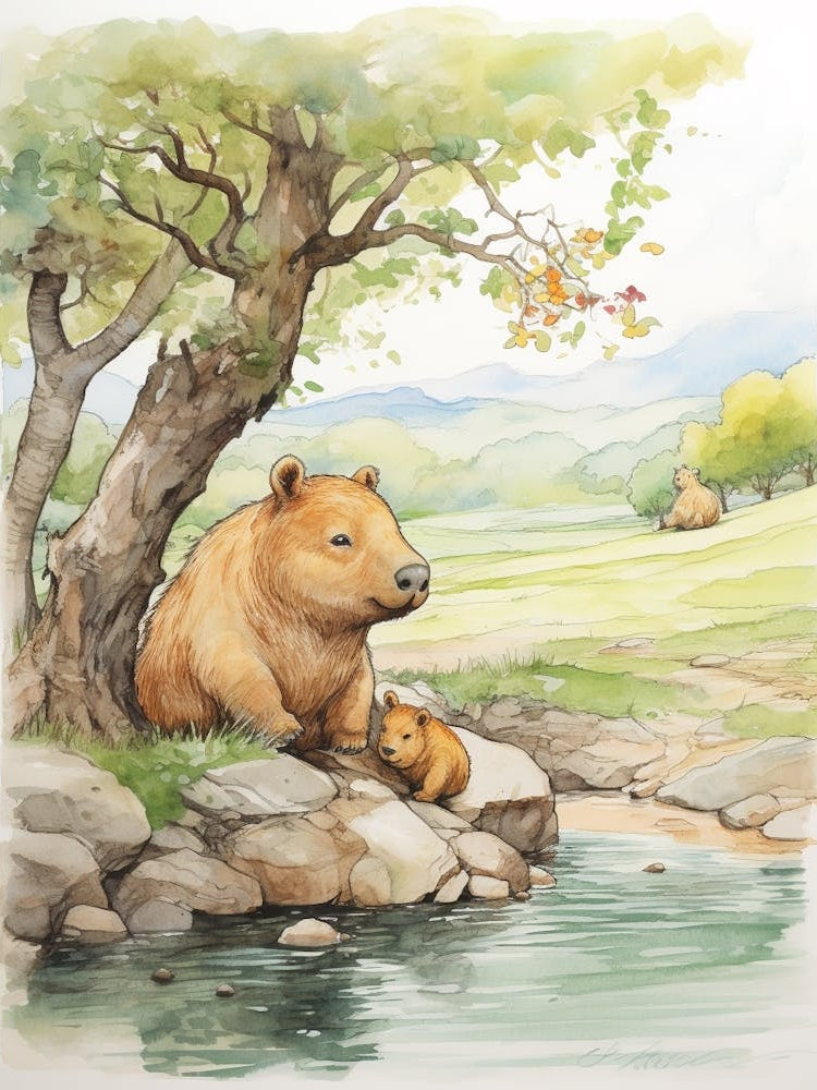 Storybook Animal Watercolour Capybara 1
