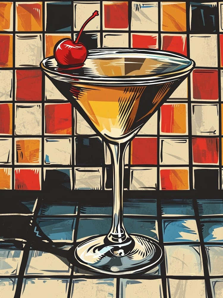 Manhattan Cocktail Vintage Illustration 1