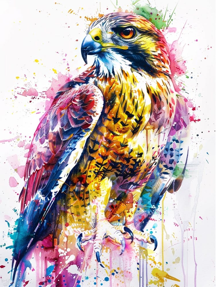 Hawk Colourful Watercolour 4