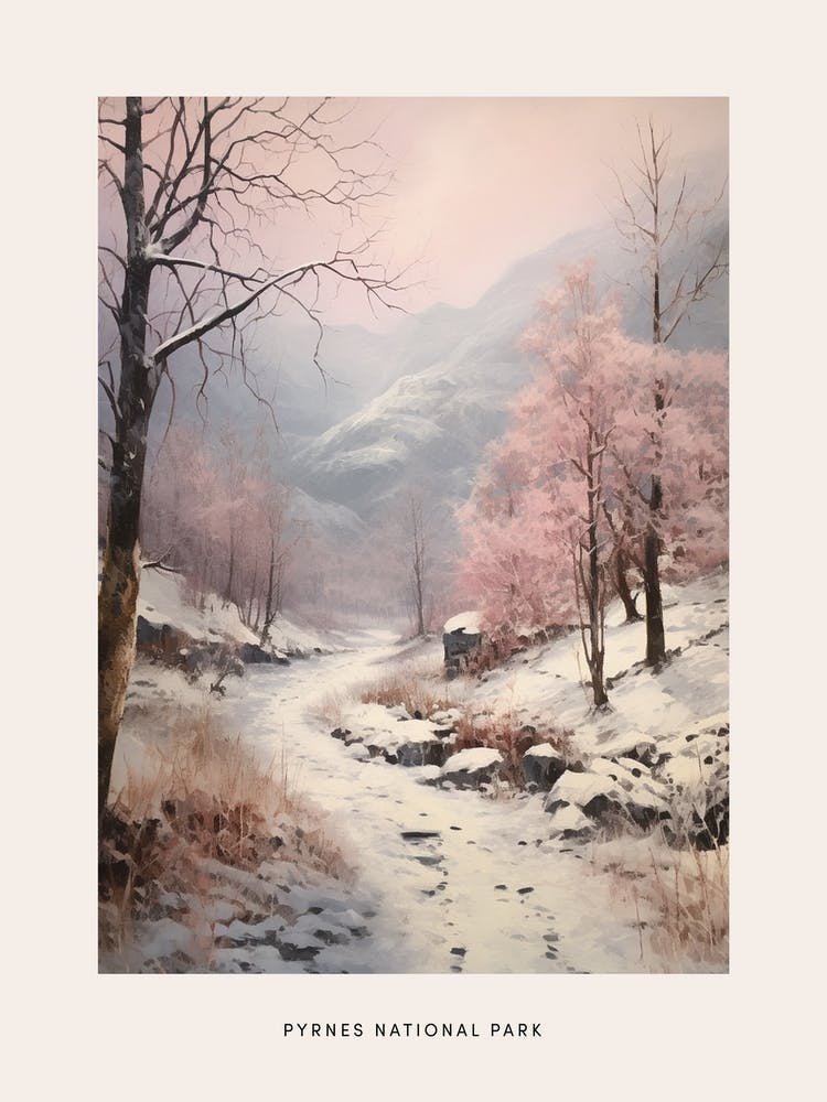 Dreamy Winter National Park Poster  Pyrnes National Park France 1