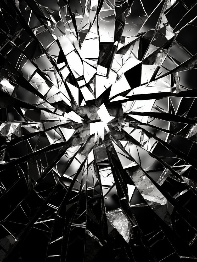 Shattered Illusions Abstract Black And White 6