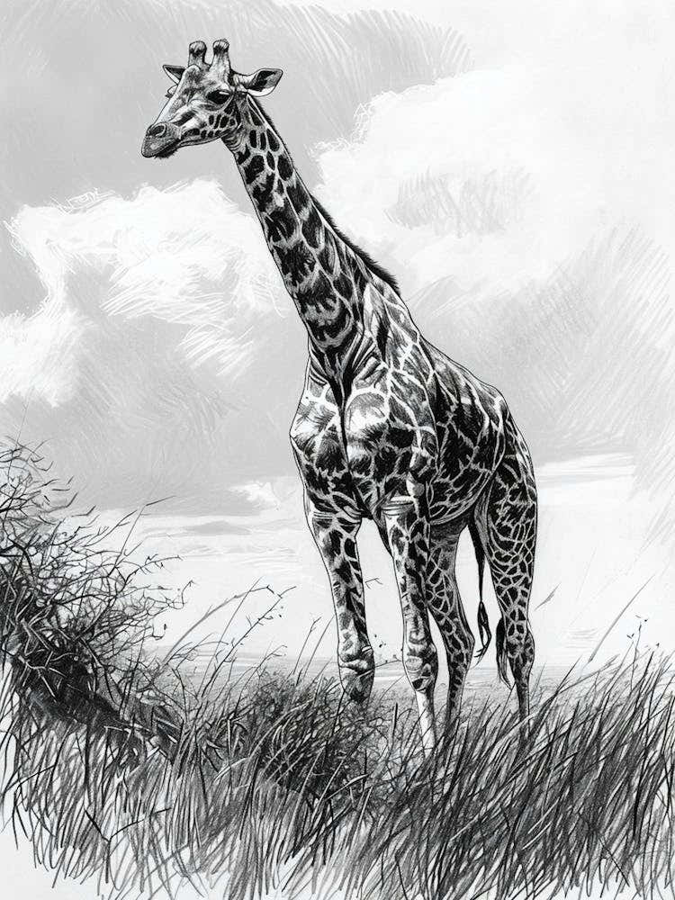 Lone Giraffe In The Wild 3