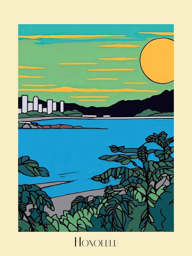 Poster Of Minimal Design Style Of Honolulu Hawaii, Usa 2