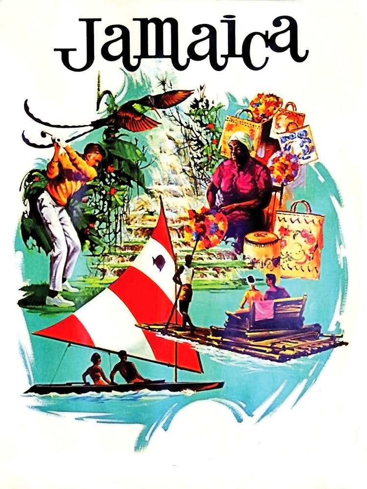 Jamaica, Collage Of Tourist Attractions, Travel Poster