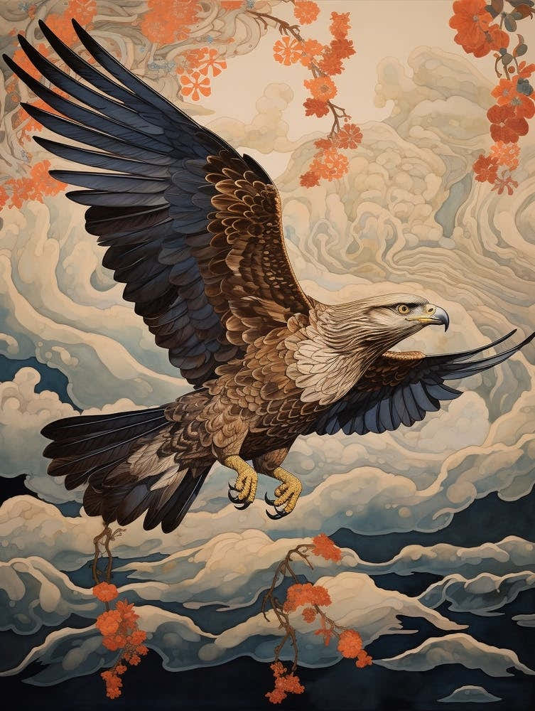 Red Tailed Hawk 2 Gold Detail Painting