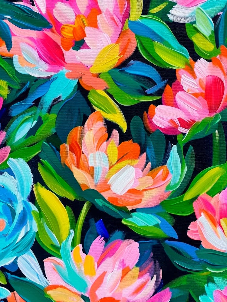 Peonies. Bright Acrylic Flowers