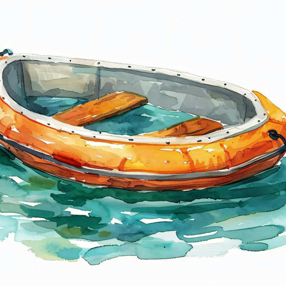 Orange Inflatable Boat