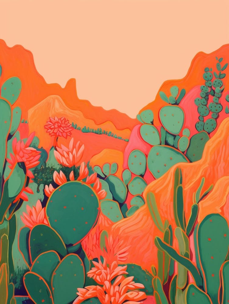 Boho Plant Painting Pencil Cactus 1