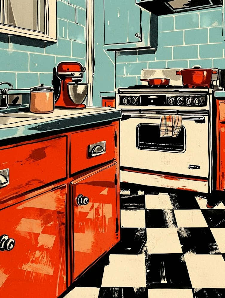 Retro Tiled Kitchen Illustration 3