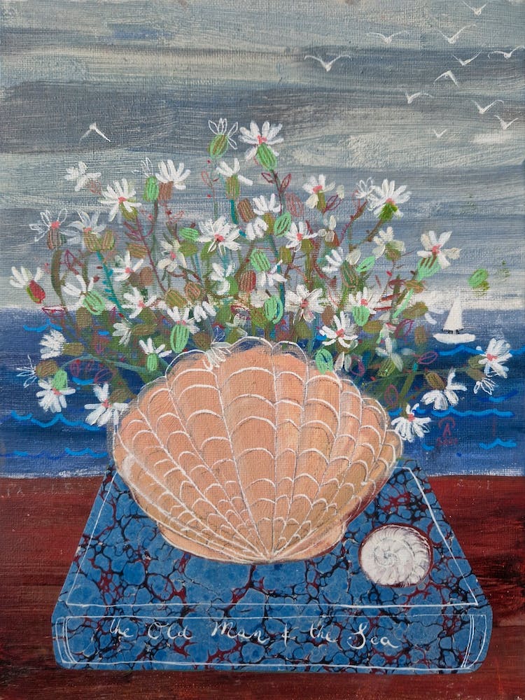 A Book And Sea Campion Bouquet