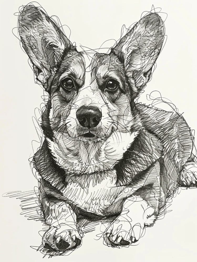 Corgi Dog Line Sketch 4