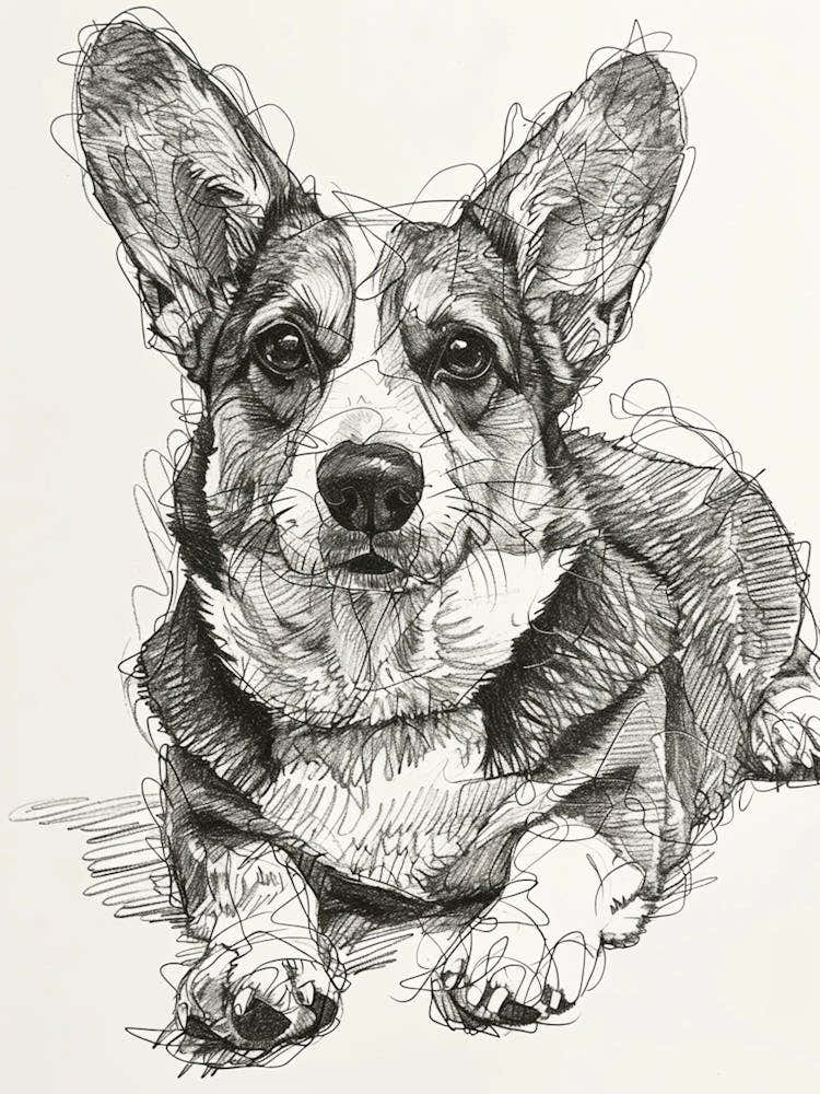 Corgi Dog Line Sketch 4