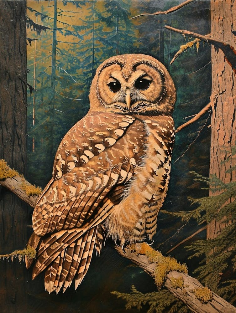 Spotted Owl Relief Illustration 3