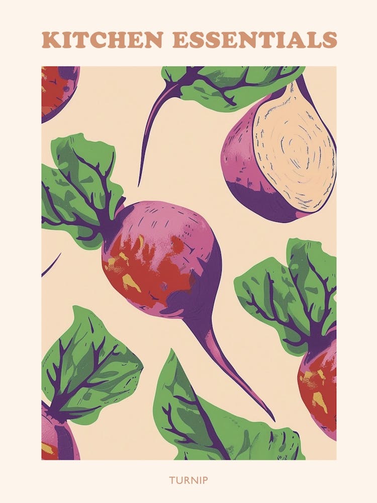 Turnip Root Vegetable Pattern Illustration Poster 1