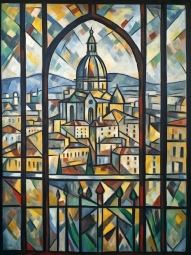 Window View Of Budapest Hungary In The Style Of Cubism 4