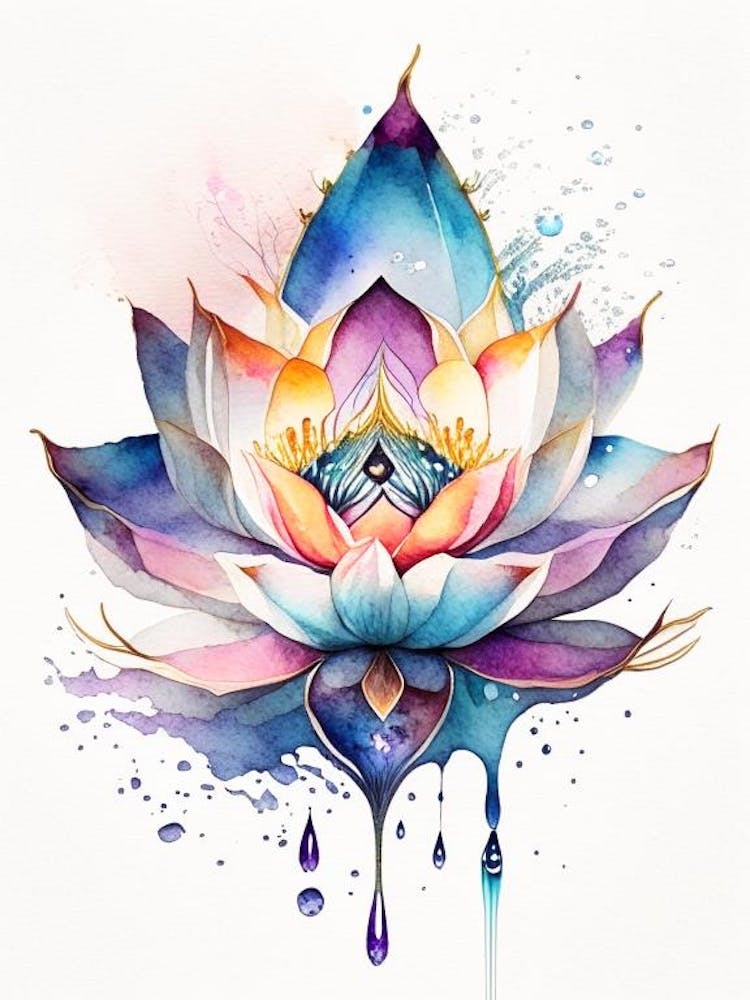 Lotus Flower, Symbol, Third Eye Watercolour 7