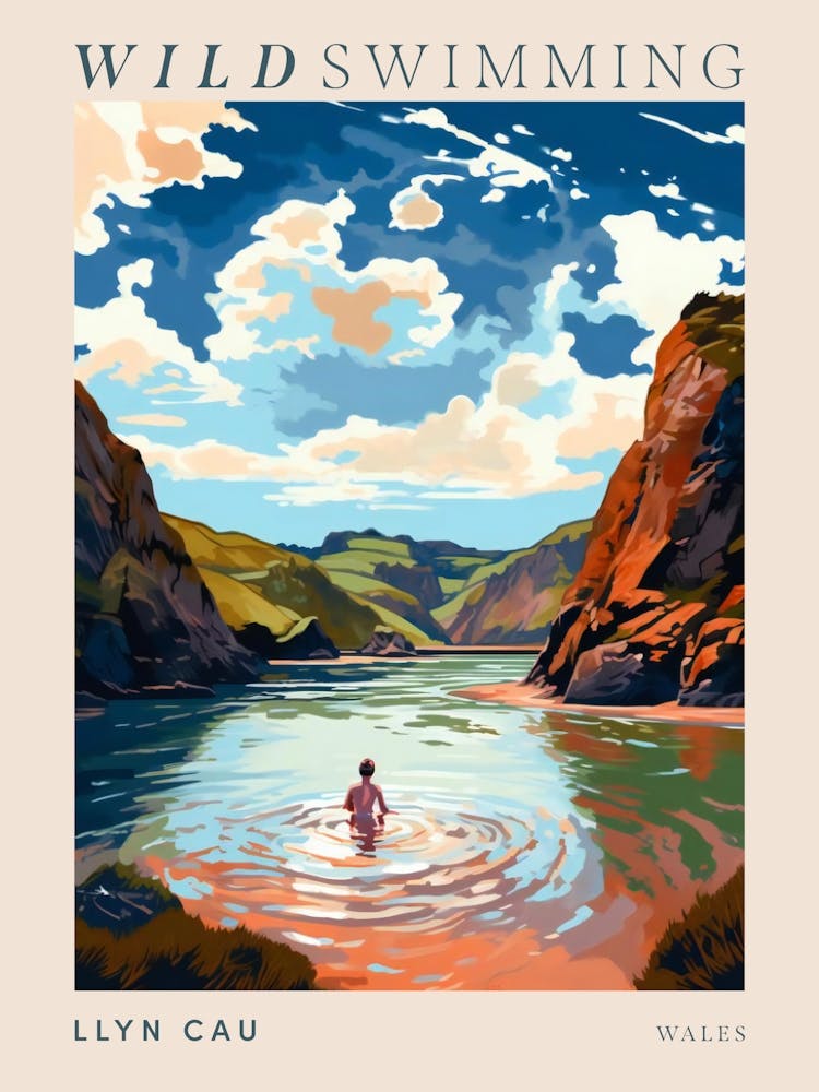 Wild Swimming At Llyn Cau Wales 3 Poster
