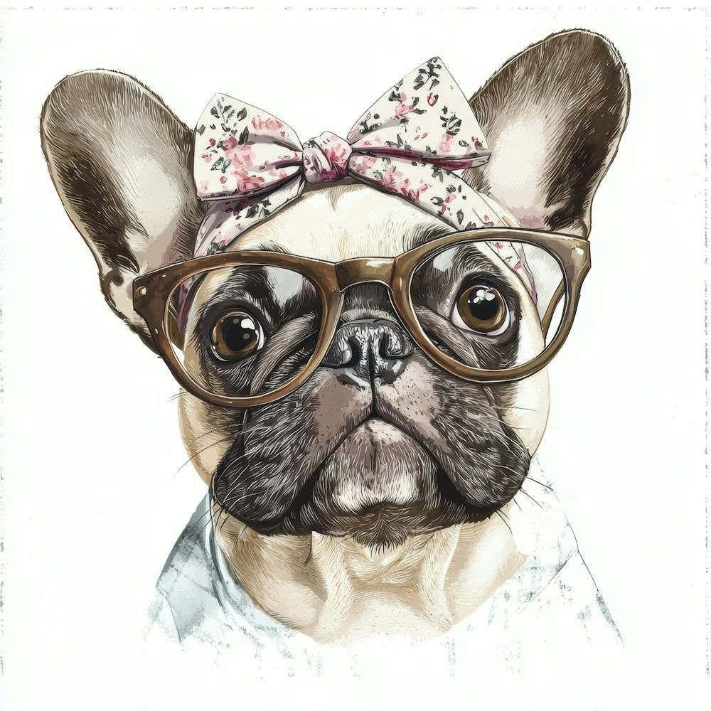 French Bulldog With Glasses 2