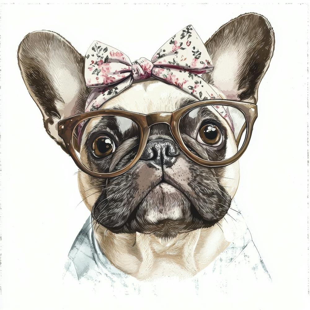 French Bulldog With Glasses 2