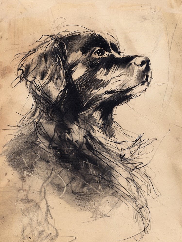 Newfoundland Dog Charcoal Line 2