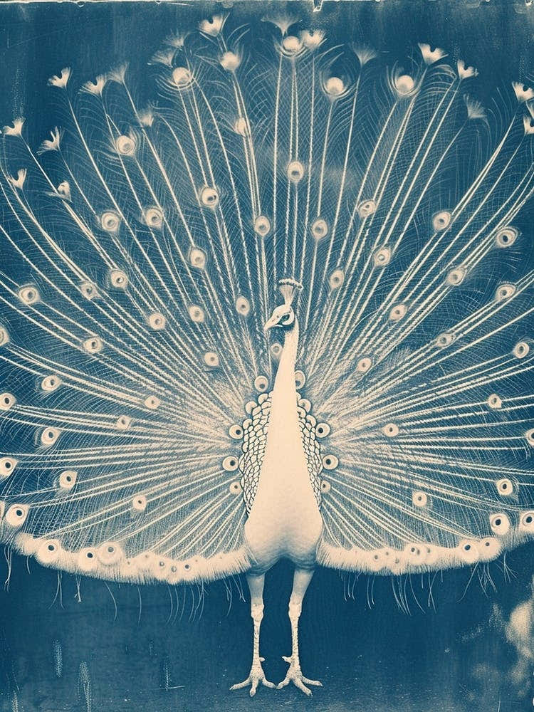 White & Blue Peacock Inspired