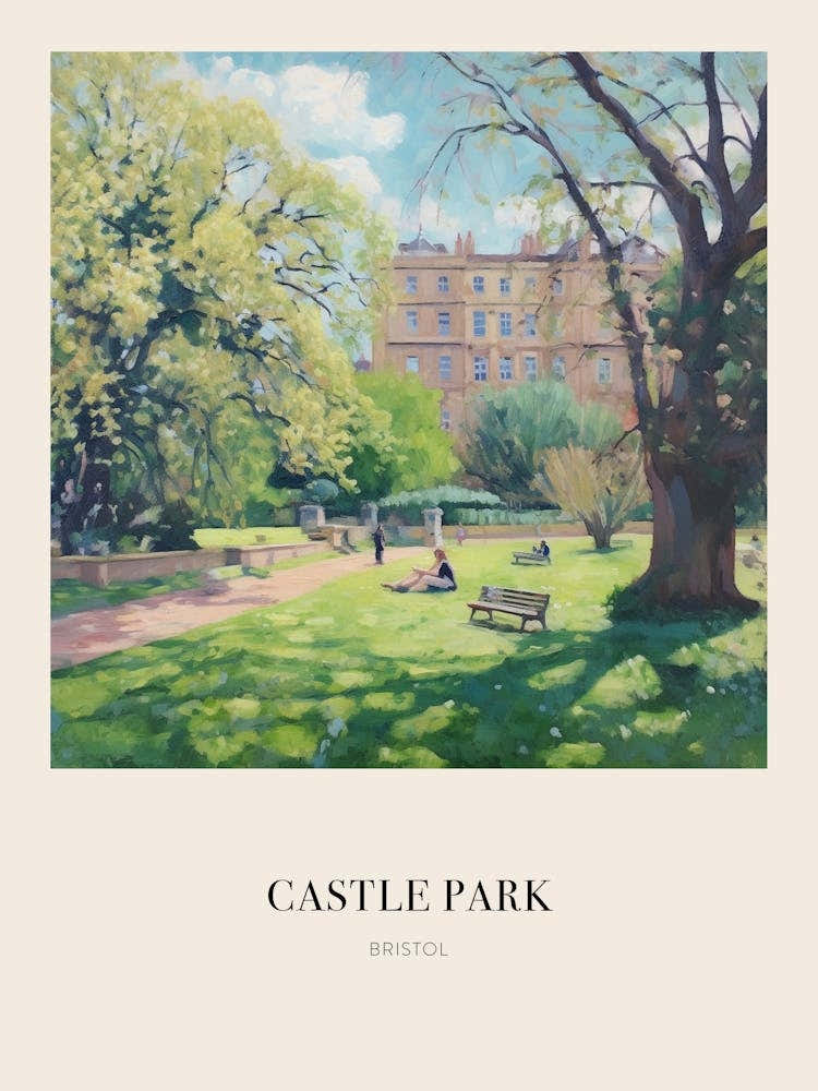 Castle Park Bristol 3 Vintage Cezanne Inspired Poster