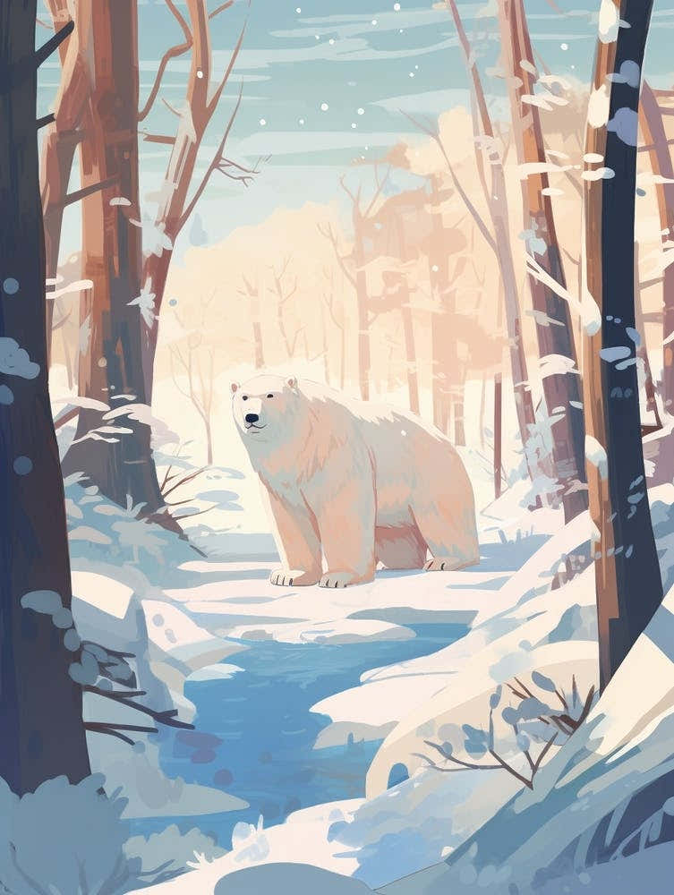 Winter Polar Bear 1 Illustration