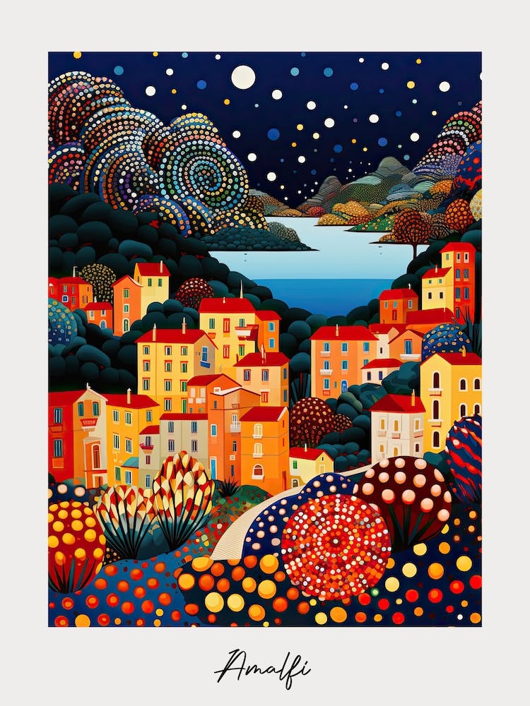 Poster Of Amalfi, Italy, Illustration In The Style Of Pop Art 1