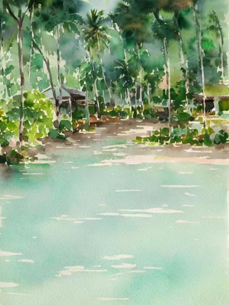 Siem Reap Cambodia Watercolour Tropical Destination