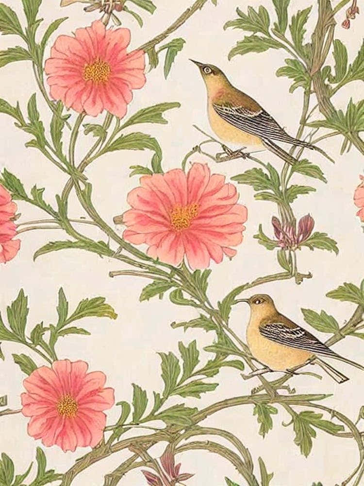 Mockingbird William Morris Style Bird