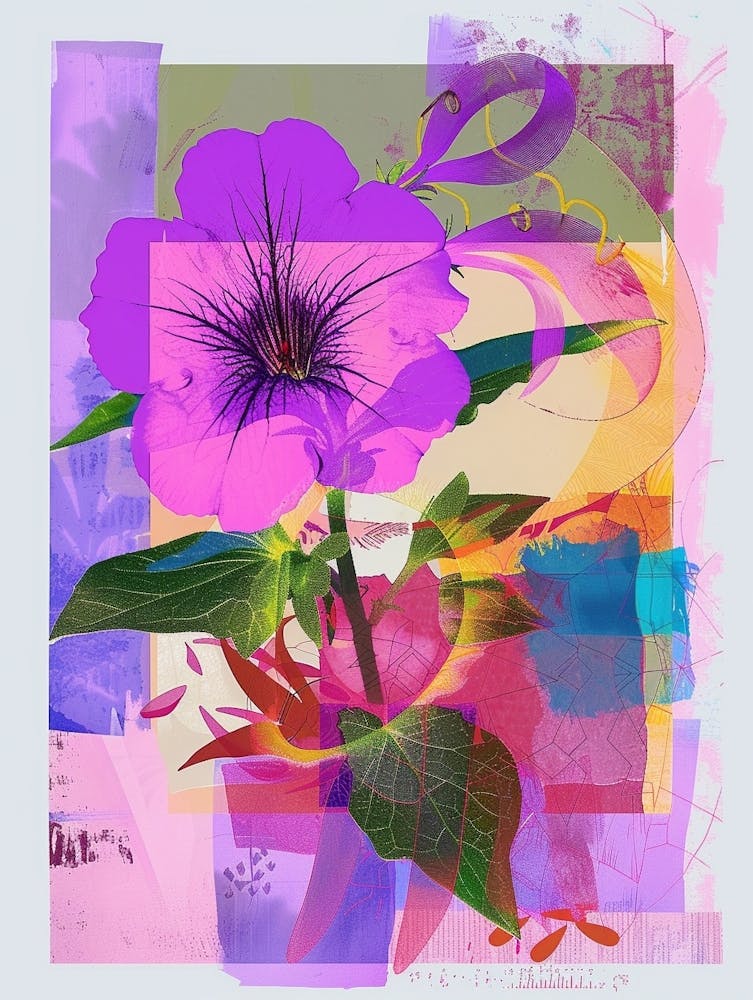 Petunia 3 Neon Flower Collage