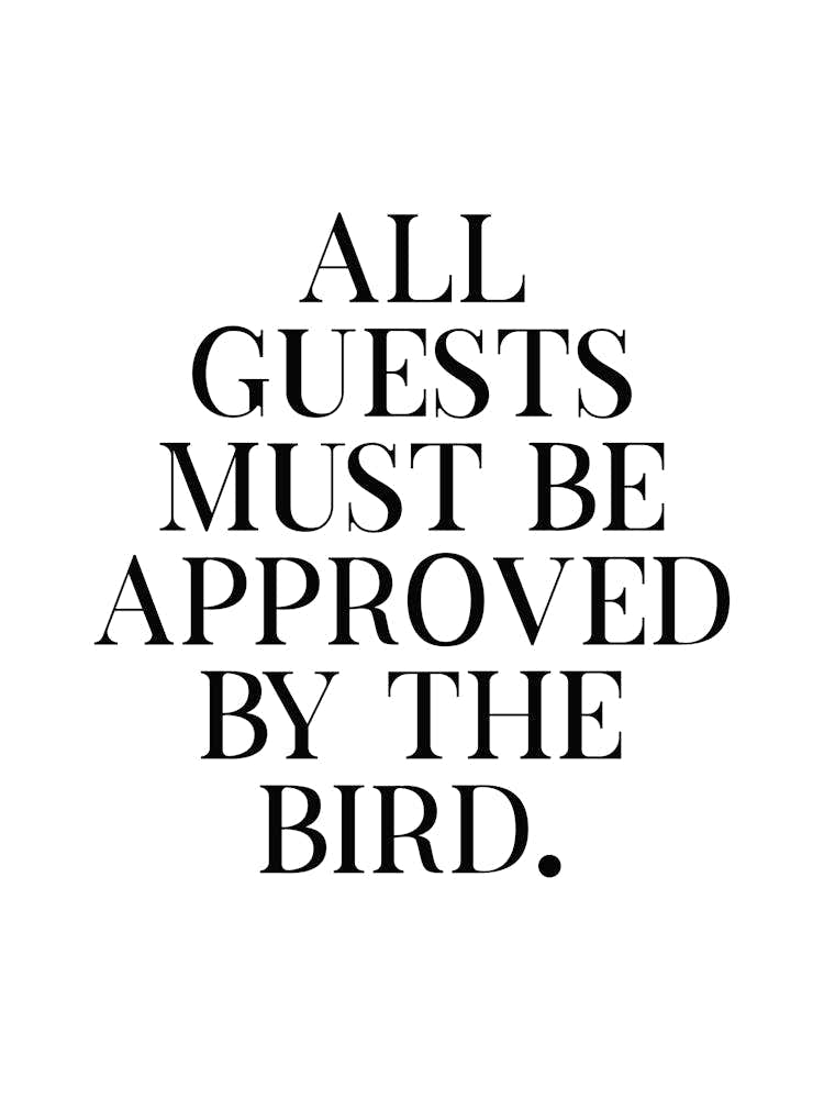 All Guests Must Be Approved By The Bird