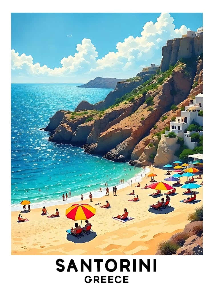 Santorini - Greece Vintage Travel Poster 24