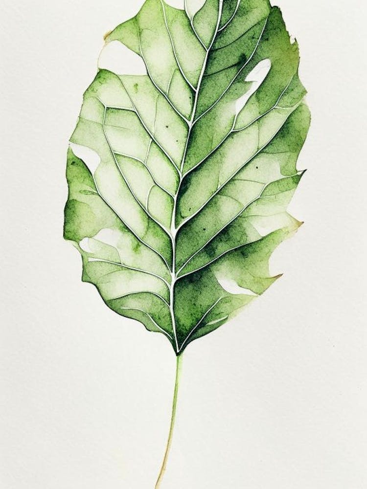 Wild Lettuce Leaf Minimalist Watercolour 5