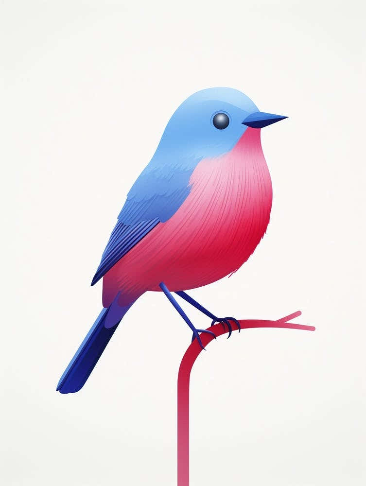 Minimalist Bluebird 2 Illustration