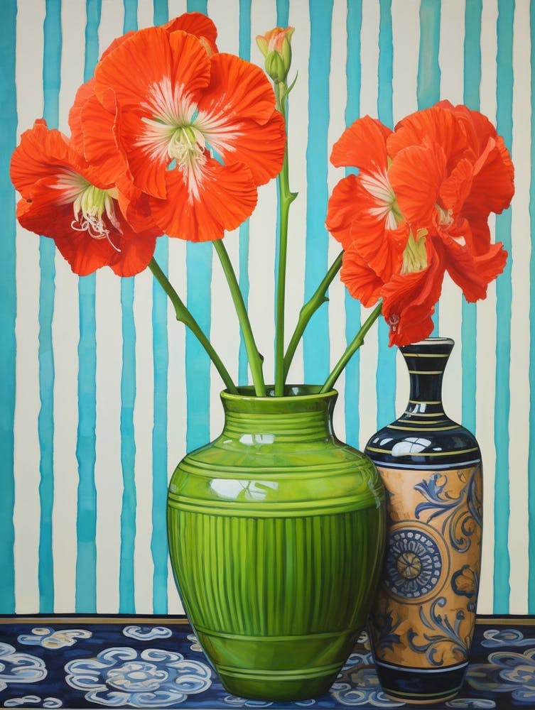 Flowers In A Vase Still Life Painting Amaryllis 1